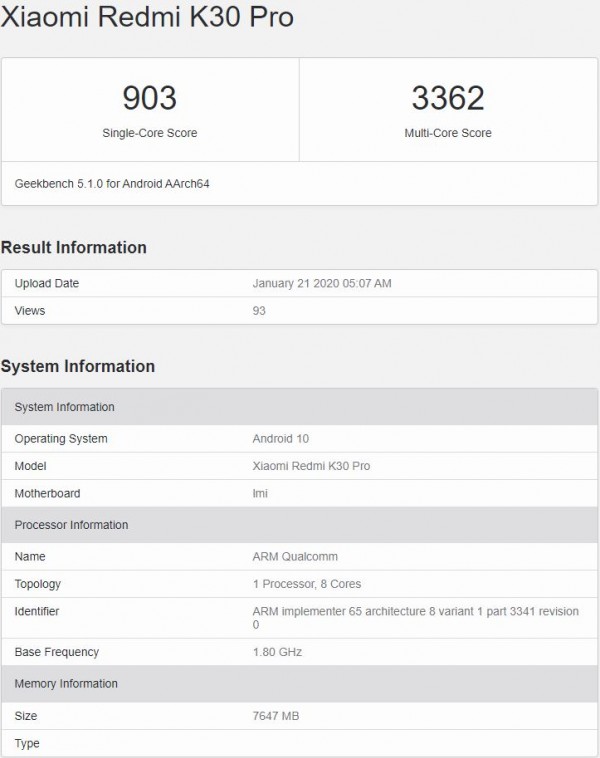 Redmi K30 Pro packs Snapdragon 865 and 8GB of RAM