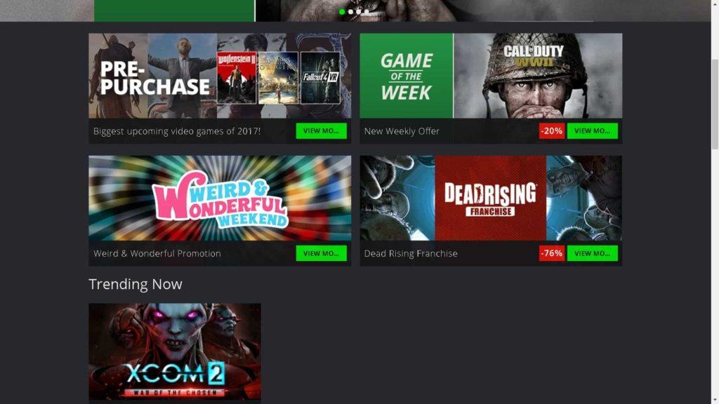 Green Man Gaming website for downloading new game releases